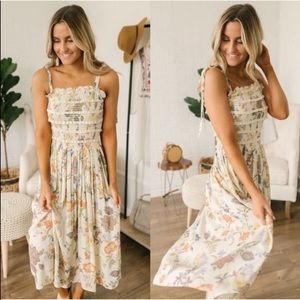 Free People Isla Floral Print Midi Dress Size L